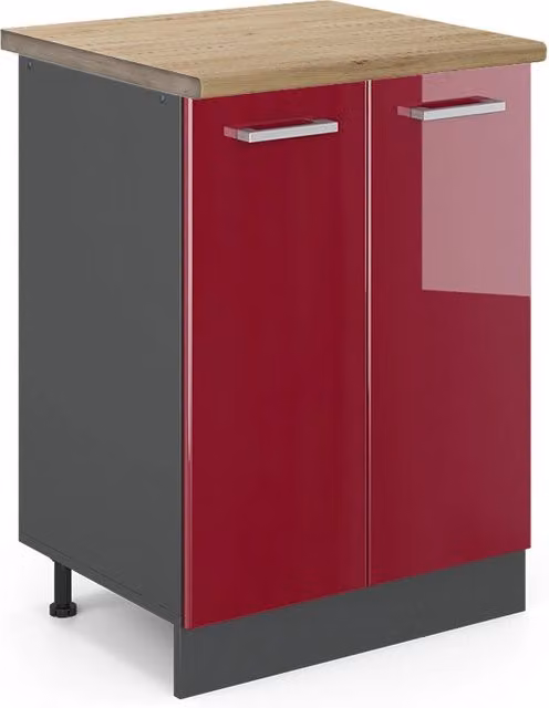 Mobiletto base cucina R-Line Rosso lucido/Antracite 60 cm, PL Rovere Vicco