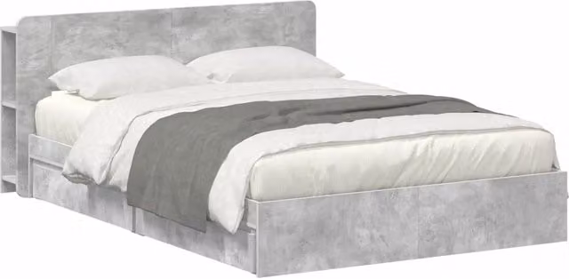 Letto matrimoniale | Letto per adulti | Telaio del letto con storage Grigio Cemento 150 x 200 cm