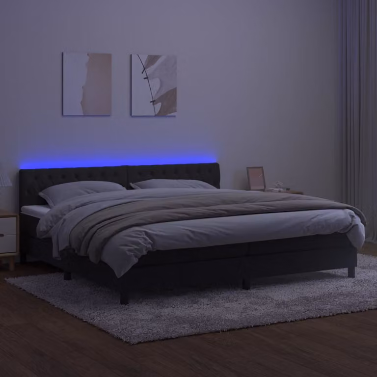 Maison Exclusive - Letto a Molle con Materasso e LED Nero 200x200 cm in Velluto