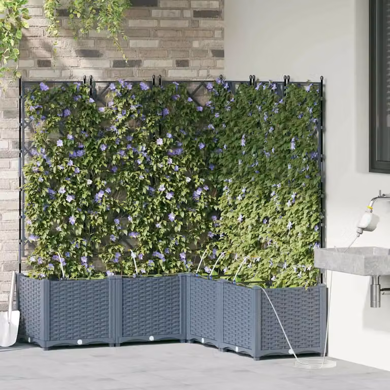 Set di 5 vasi da giardino vidaXL in plastica Grigio Chiaro L: 120 cm, P: 120 cm, H: 142 cm