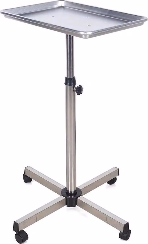 Carrello da parrucchiere, regolabile in altezza, struttura robusta, argento