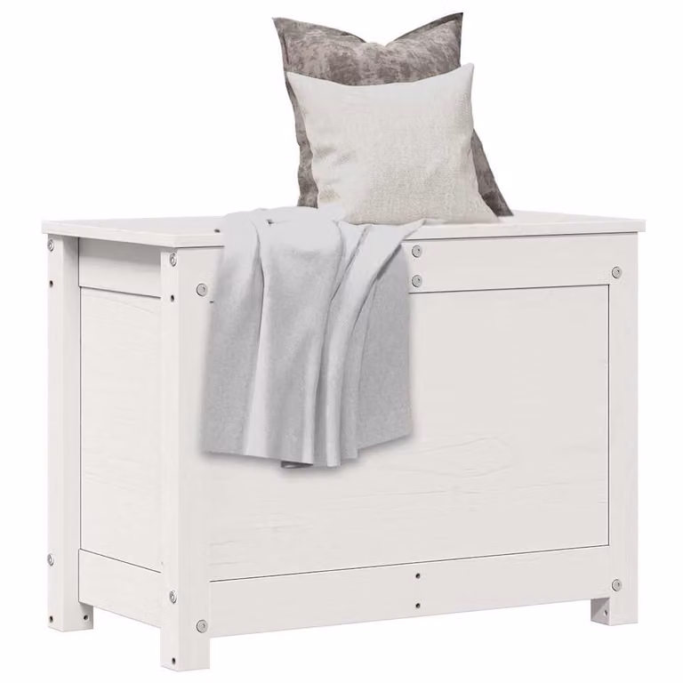 Contenitore portaoggetti vidaXL in legno di pino massello bianco L: 60 cm, P: 32 cm, H: 45,5 cm