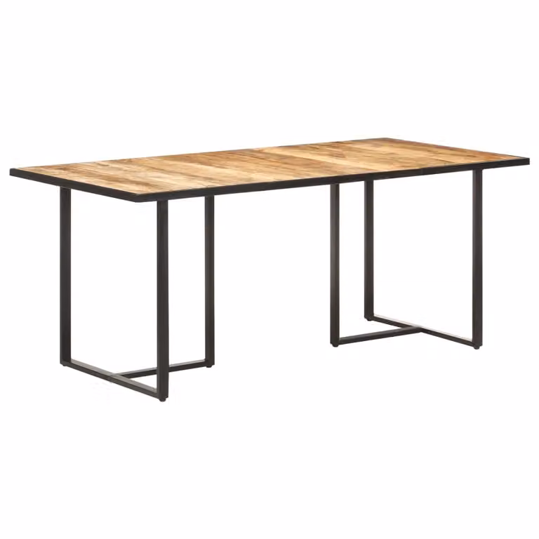 Tavolo da pranzo "Patersberg" in acciaio, legno massiccio nei colori marrone e nero. Dimensioni (L/A) 180x90x76 cm