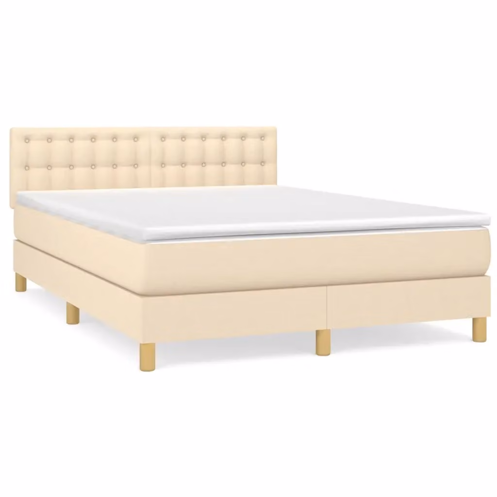 Letto Ibrido con Giroletto a Molle e Materasso vidaXL in Tessuto Beige e Bianco L/P/H: 144 x 190 x 88 cm – 2