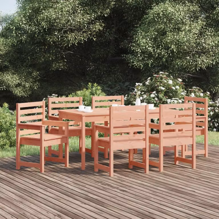 Set da pranzo per giardino vidaXL in legno di Douglas marrone, 7 pezzi
