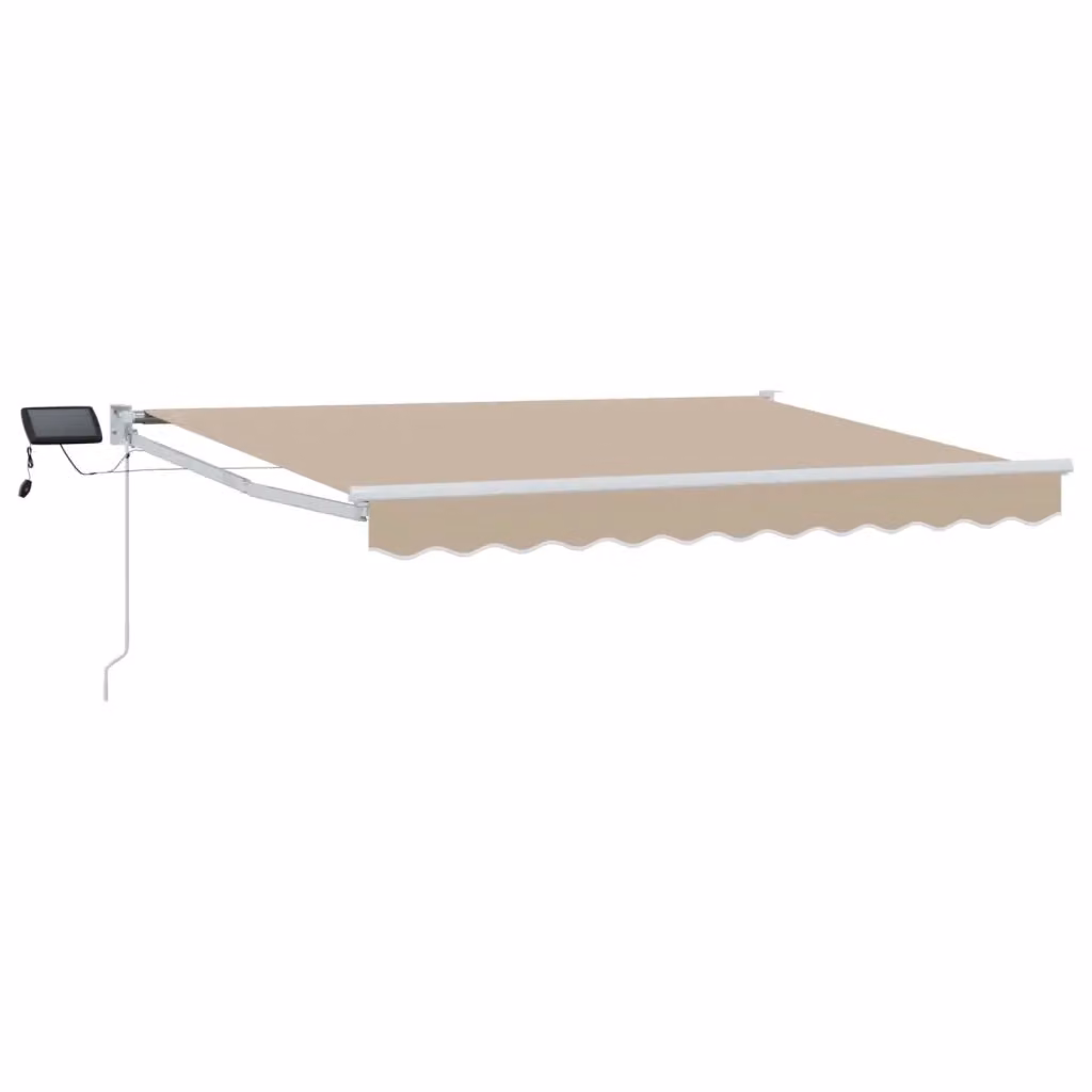 Tenda retrattile manuale Videx con LED in poliestere Beige e Bianco L: 350 cm, P: 250 cm – 2