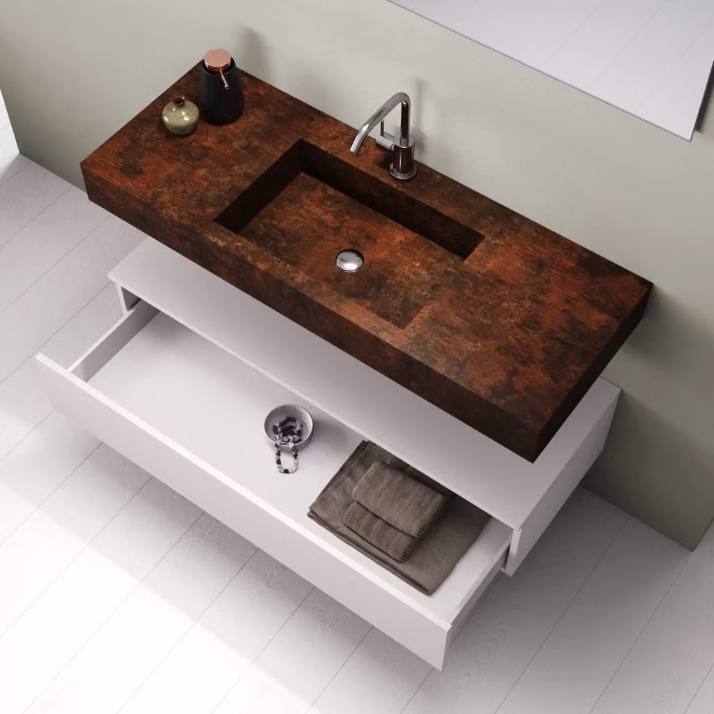 Composizione bagno ASTRA 5 pezzi in metallo bianco e antracite con illuminazione LED e ante soft-close L/P/H: 190 x 90 x 45 cm – 2