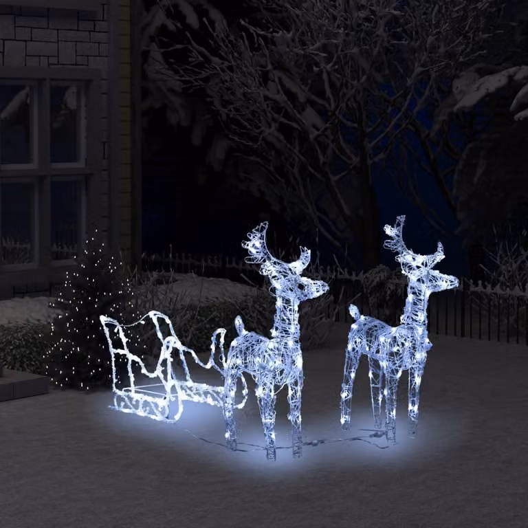 The Living Store Renna e slitta Decorazione natalizia 160 LED 130 cm acrilico