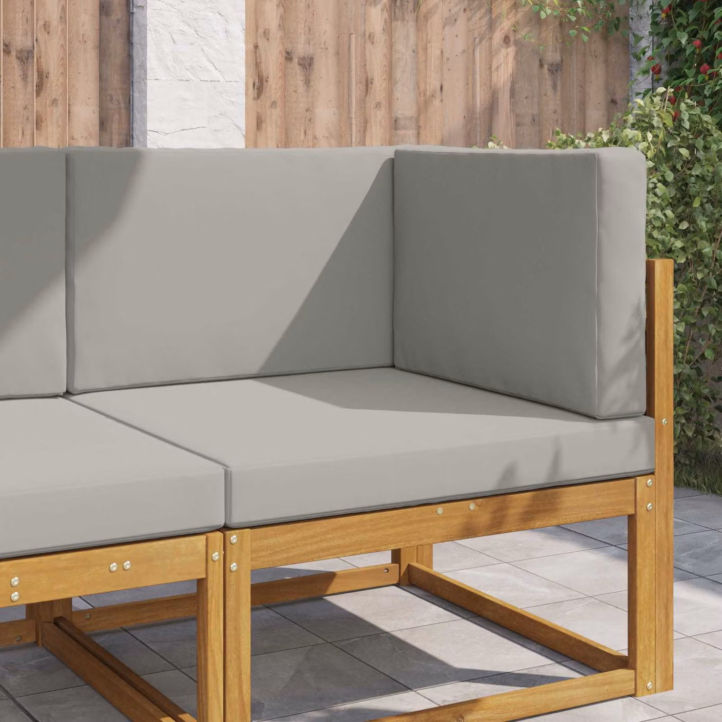vidaXL Cuscino quadrato per divano da esterno in poliestere grigio L/P/H: 80 x 80 x 8 cm