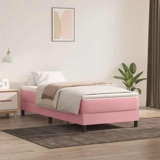 Giroletto a Molle con Materasso Rosa 80x220 cm Velluto 3315950