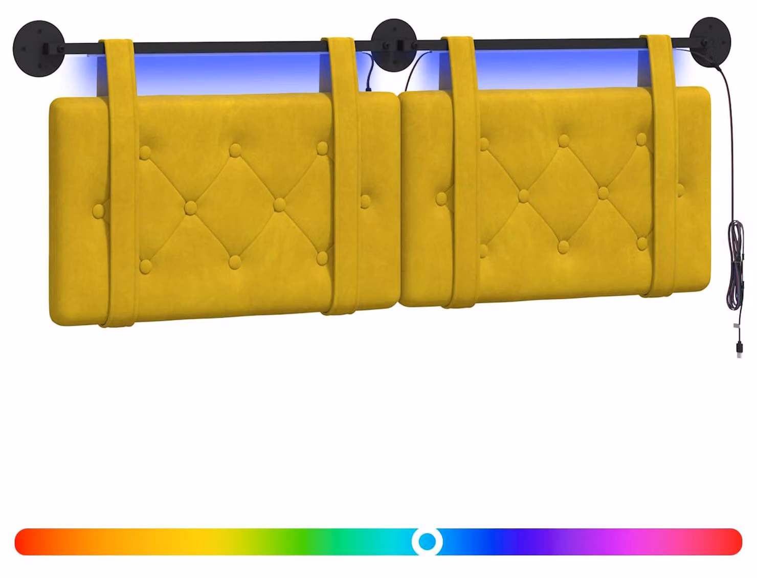 Testiera sospesa Con luce LED Giallo Velluto