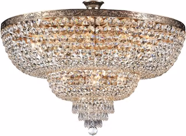 Lampadario Palace Maytoni in ottone e cristallo con 14 luci, colore oro/ottone