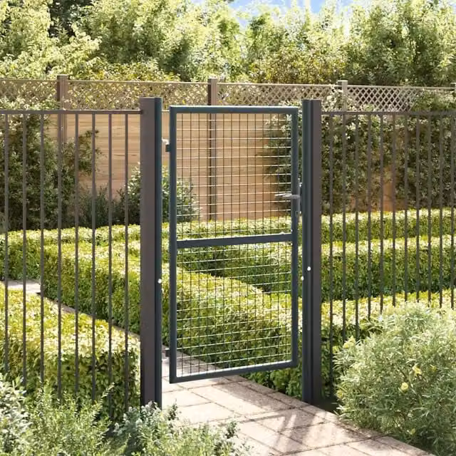 Cancello da giardino singolo a battente vidaXL in rete di acciaio zincato, Grigio, L: 100 cm, H: 150 cm