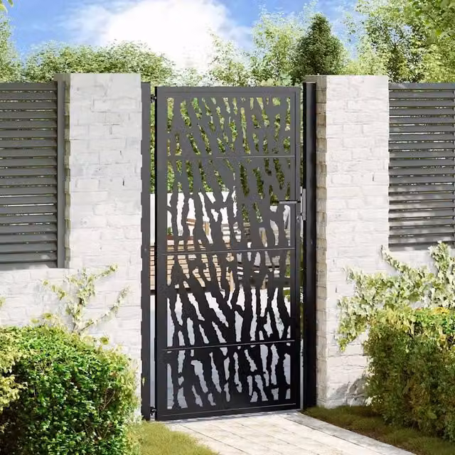 Cancello da giardino nero 100x175 cm con design a traliccio 4100982