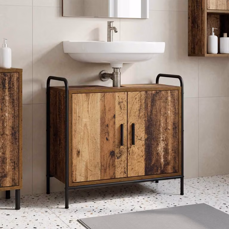vidaXL Mobile da Bagno Legno antico 65,5 x 34 x 61 cm