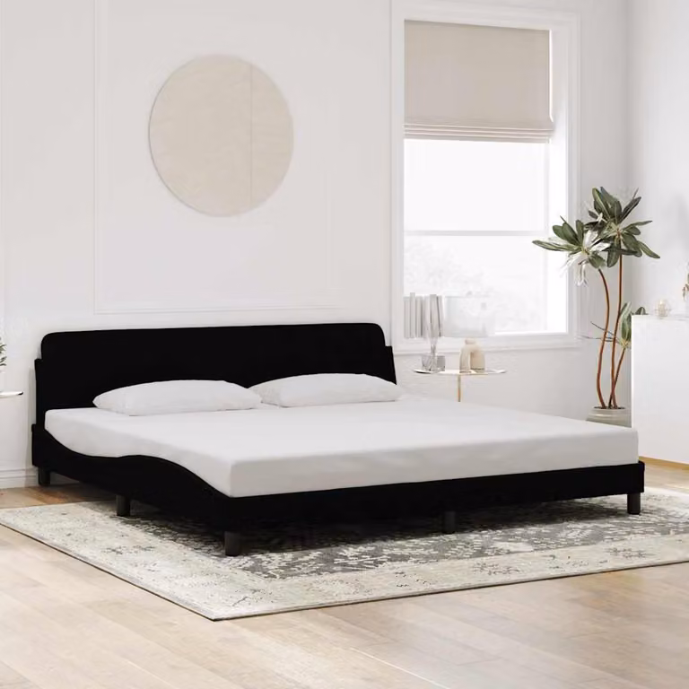 vidaXL Giroletto Dover in Velluto Nero L 200 cm x P 200 cm
