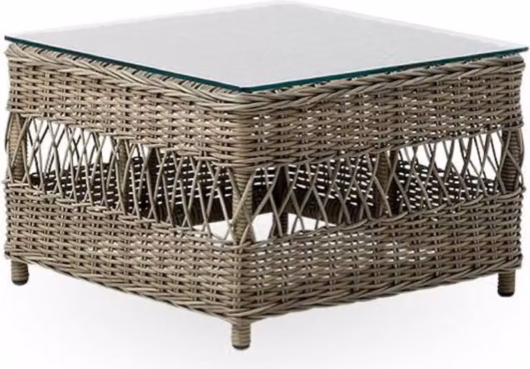 Casa Padrino Luxury Garden Table Antique Grey 60 x 60 x H. 42 cm - Tavolino da giardino e patio resistente alle intemperie con piano in vetro - Mobili da giardino e patio moderni - Collezione Luxury