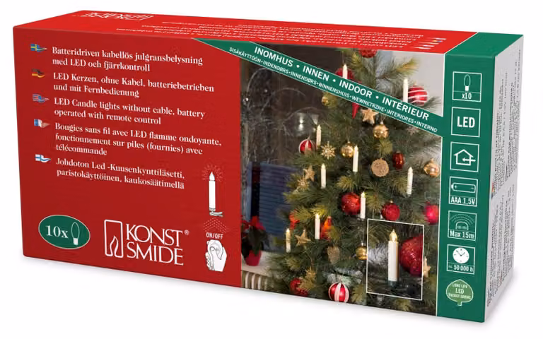 Illuminazione a LED per alberi, set da 10, alimentata a batteria, luce bianco caldo, 3000K, grado di protezione IP20