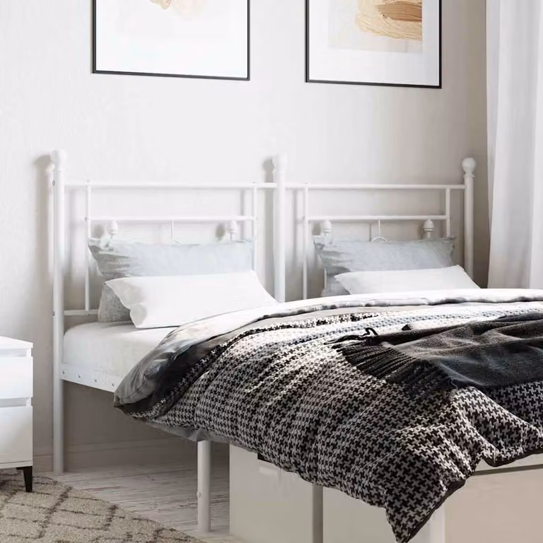 Testiera di ricambio in metallo vidaXL, colore bianco laccato, per letto 160x200 cm