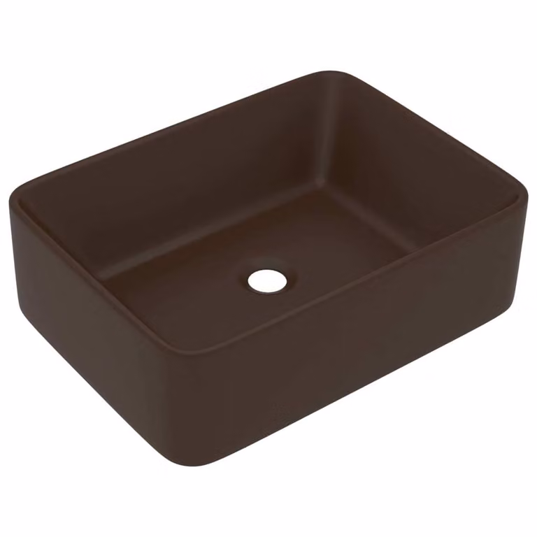 Lavandino Luxury Marrone Scuro Opaco 41x30x12 cm in Vetroceramica