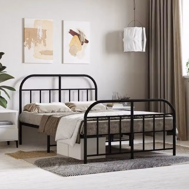 Giroletto vidaXL con testiera e pediera in metallo nero L/P/H: 120 x 200 x 125 cm – 1