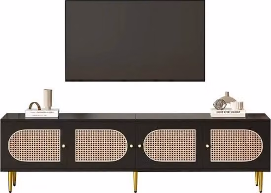 Cassettiere TV - 4 Porte - Nero - Rotonde - Archiviazione