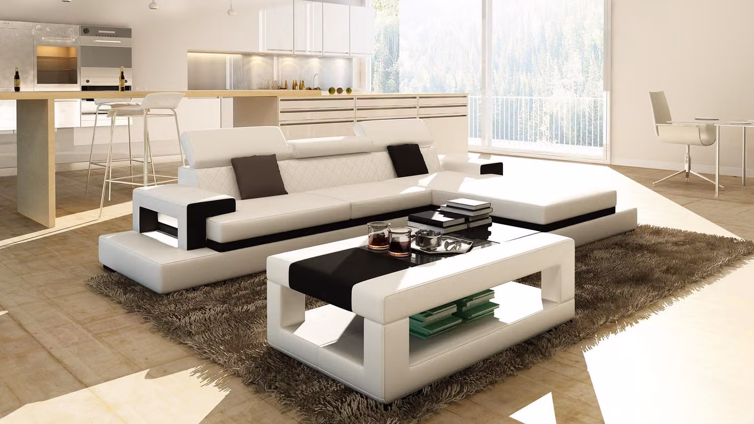 Sofas Ecksofa Ledersofa Polster Wohnlandschaft Couch Sofa Eckgarnitur jvmoebel ®