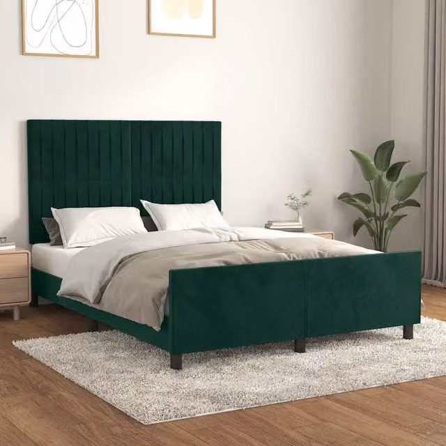 Giroletto vidaXL in Velluto Verde Senza Materasso L/P/H: 140 x 200 x 128 cm – 1