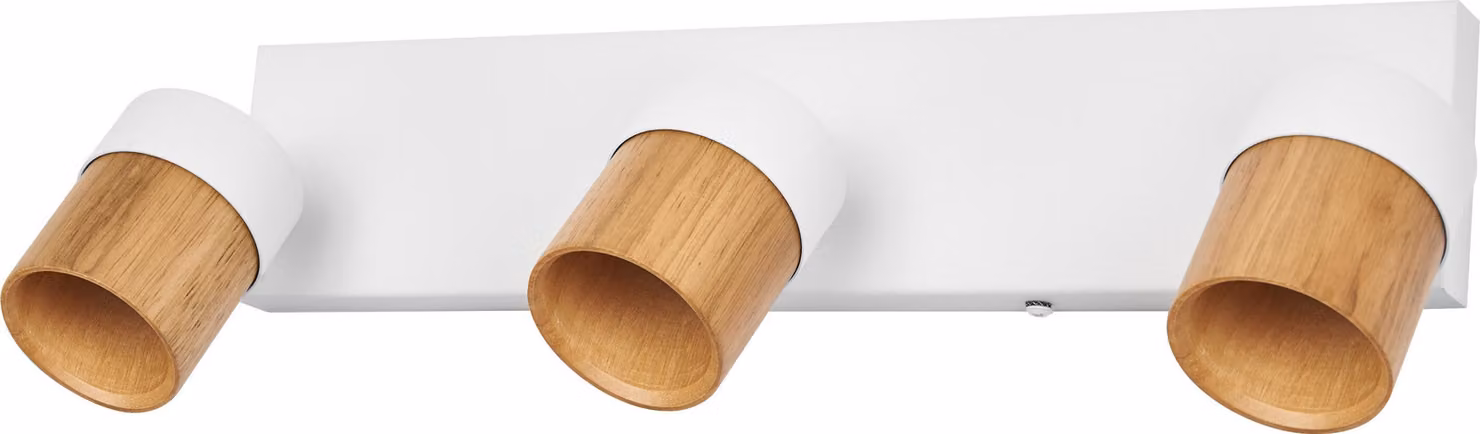 OSRAM LED Spot Half Wood Line Faretto da soffitto 3x GU10, bianco/decorazione in legno, acciaio/legno di gomma, orientabile