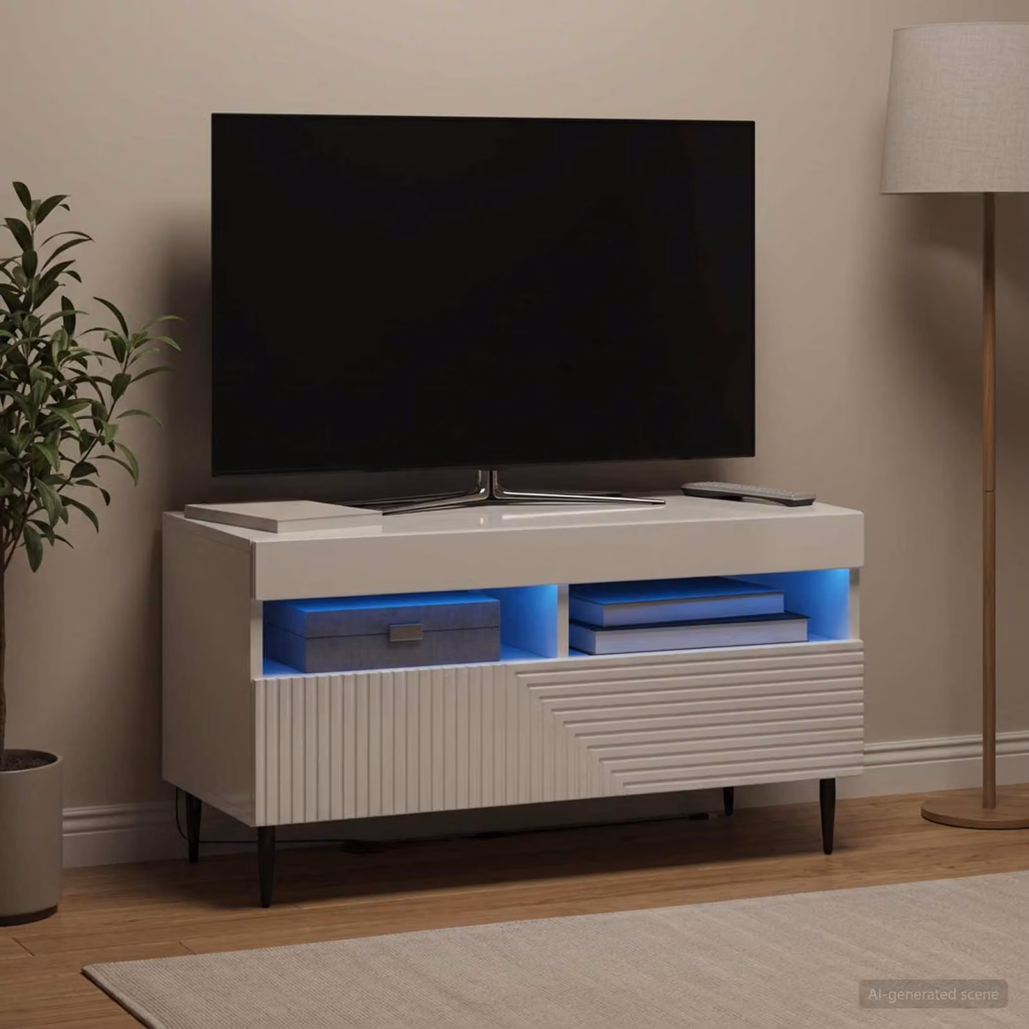 Mobile TV LED vidaXL HAARLEM Bianco Lucido L: 81 cm, P: 35 cm, H: 43 cm