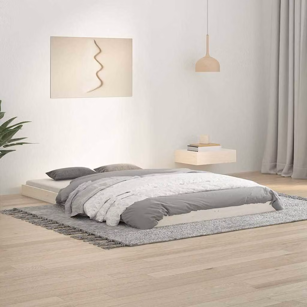 Letto moderno vidaXL in legno massello di pino bianco con doghe rigide L/P/H: 120 x 200 x 124 cm
