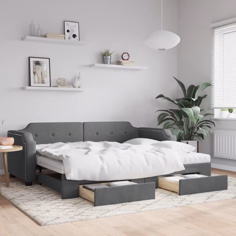 vidaXL Divano Letto Moderno con Cassetti Grigio