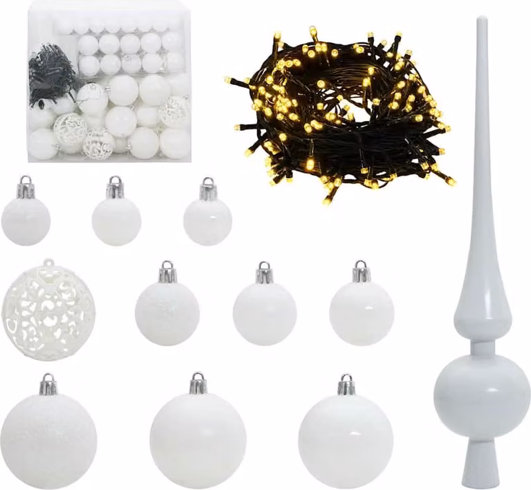 Set di Palle di Natale con 300 LED 120 pcs Bianco Plastica