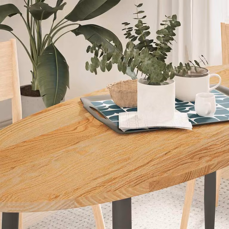 Piano Tavolo Ovale in Rovere Massello vidaXL, Marrone Chiaro, L 140 cm x P 60 cm x H 2 cm