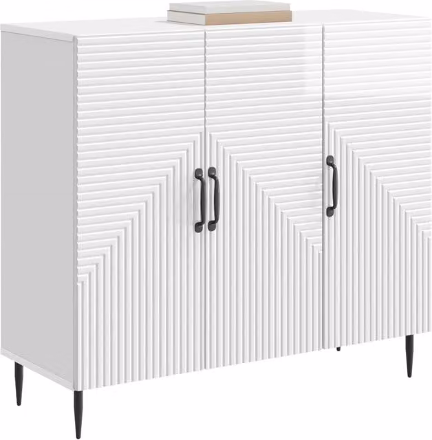 Credenza moderna Design In in legno MDF bianco lucido, L 89 cm x P 34,5 cm x H 80 cm