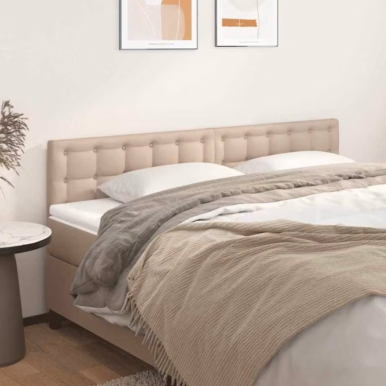 Testiera per letto imbottita vidaXL in similpelle color cappuccino, L: 200 cm, P: 5 cm, H: 78-88 cm