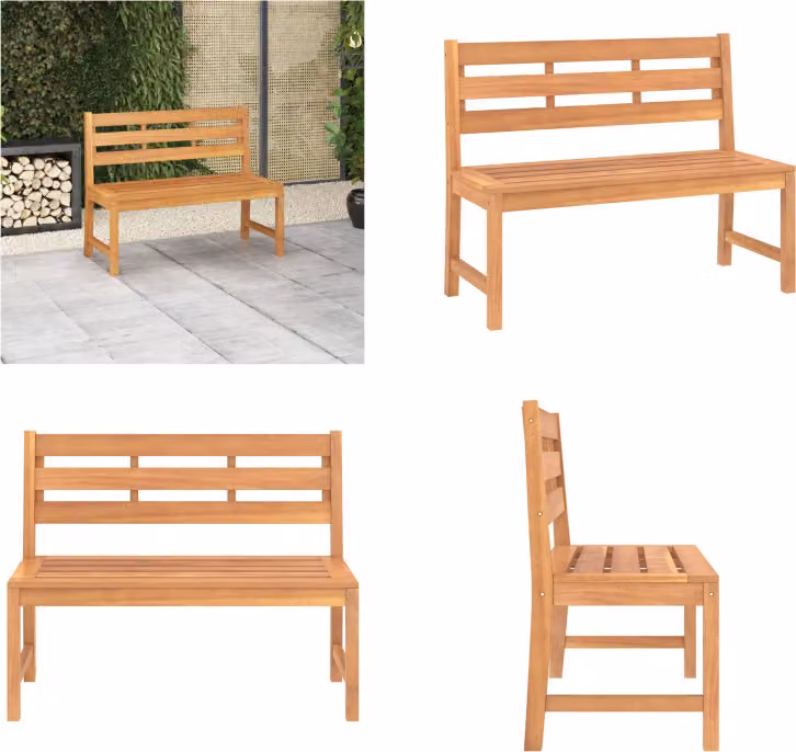 vidaXL Panchina da giardino 114 cm in legno massiccio di teak - Panchina da giardino - Panca - Panca di legno - Panca da esterno