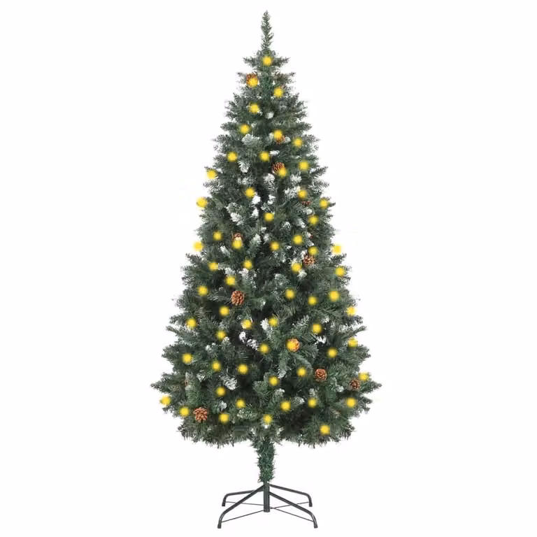 Albero di Natale smerigliato con luci e pigne 180 cm