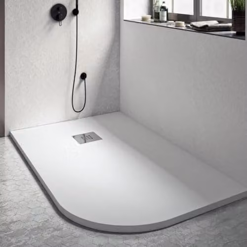 Piatto Doccia Stondato Rettangolare Bianco 70X90 90X70 RAGGIO 38-90x70, Sinistro