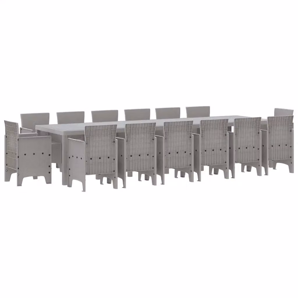 Set da pranzo per giardino e terrazzo vidaXL in polyrattan grigio, 15 pezzi – 2