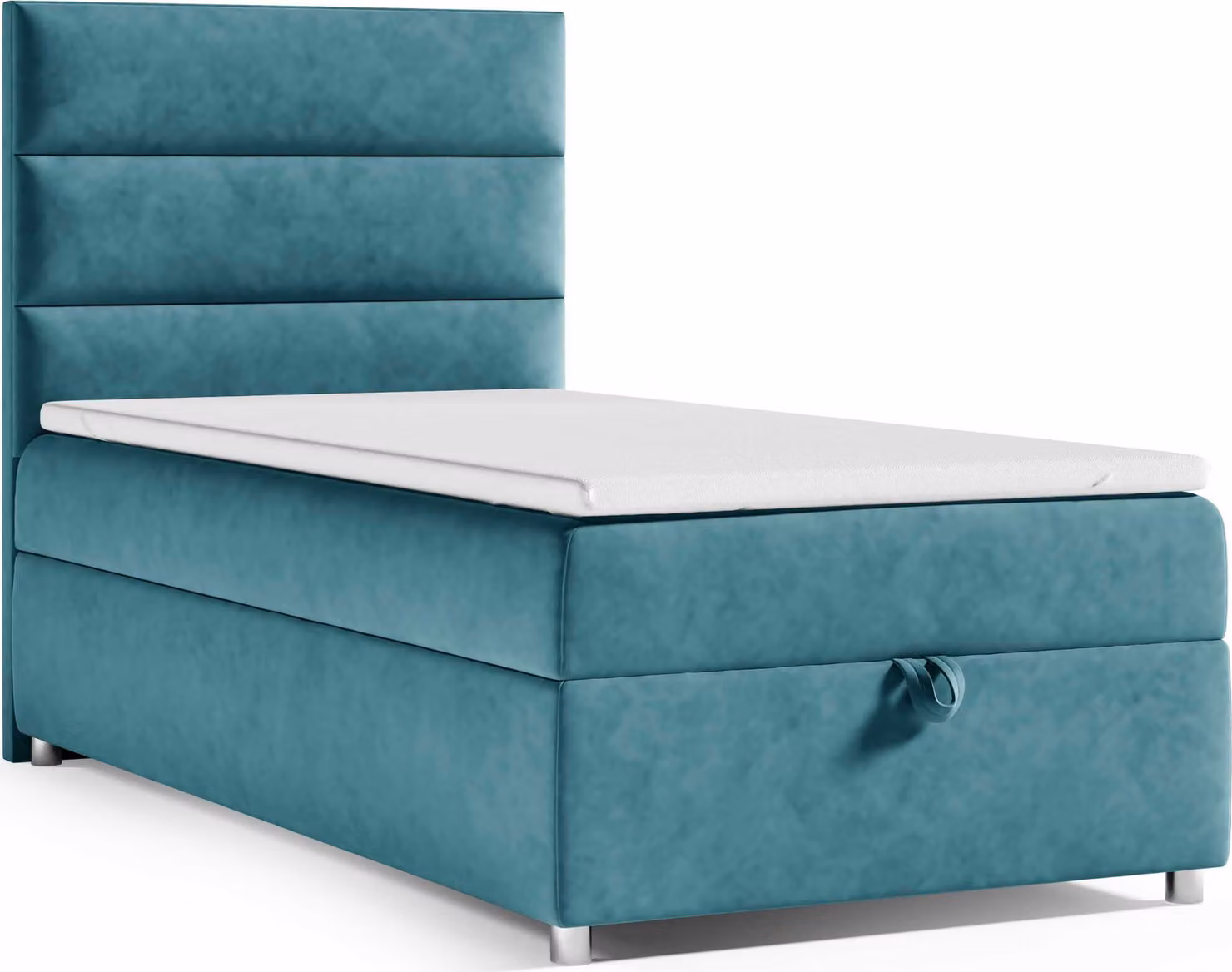 Best for Home Letto boxspring con contenitore Trinity K4-SINGLE 100x200 Materasso a molle Bonell incl. topper - Turchese