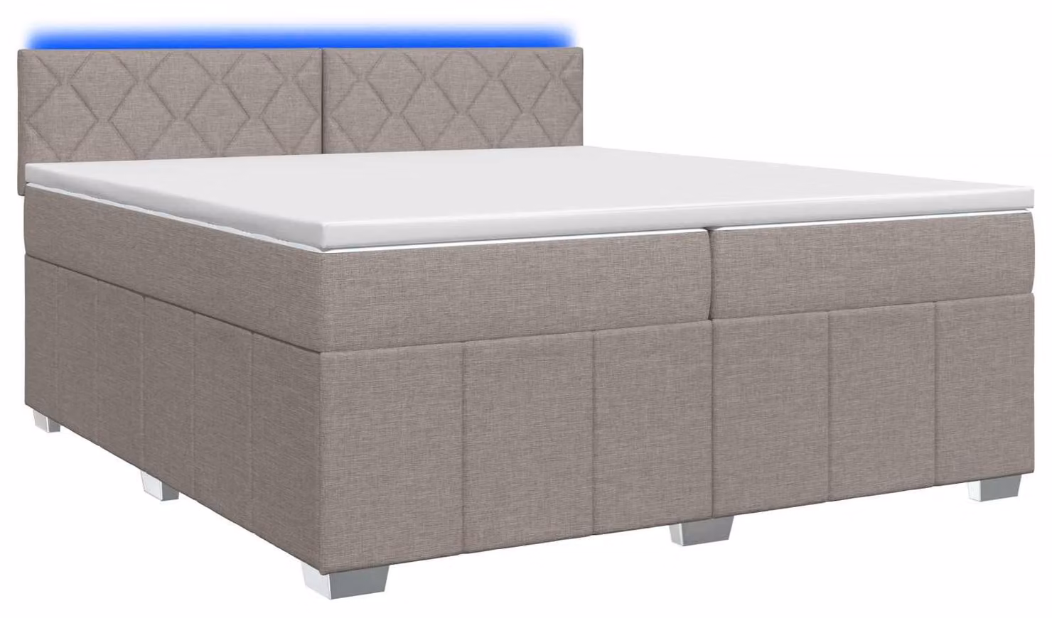 Letto a molle con materasso Taupe 200 x 200 cm in tessuto