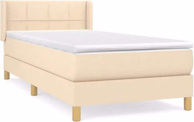 Letto singolo | Letto per adulti | Giroletto a Molle con Materasso Crema 80x200 cm inTessuto