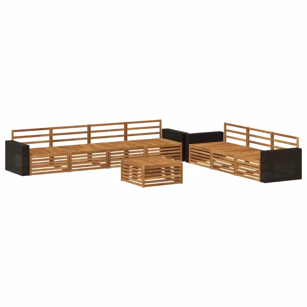 Set di divani da esterno a forma di U vidaXL in legno di acacia massello marrone con cuscini inclusi – 2