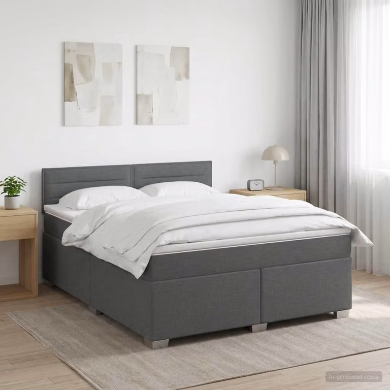 Letto a molle insacchettate "Maison Exclusive" con materasso e illuminazione LED, colore grigio scuro, dimensioni 140 x 200 cm