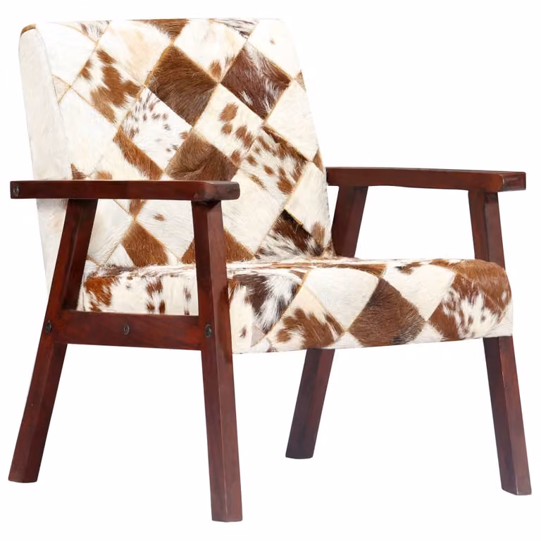 The Living Store poltrona in vera pelle di capra bianca e marrone