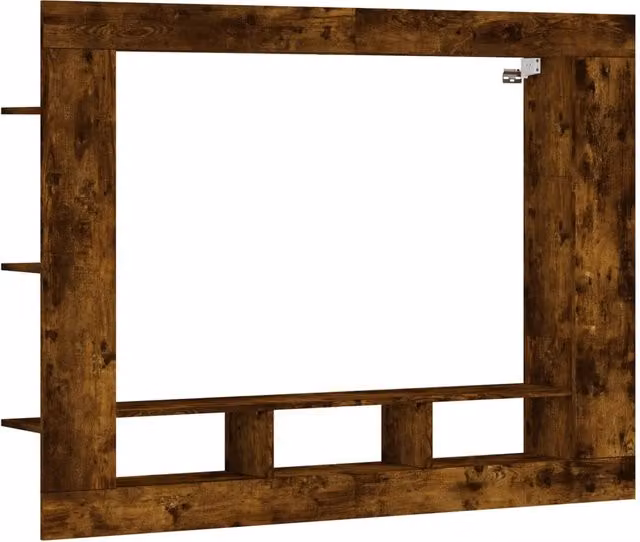 Mobile porta TV sospeso con ampio spazio di archiviazione 152 x 22 x 113 cm design pratico atmosfera moderna in legno multistrato rovere fumo 02_0049272