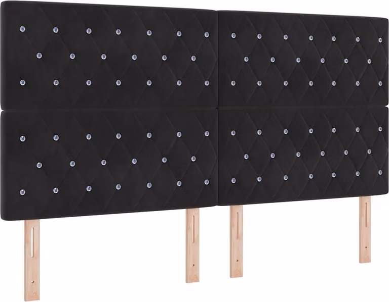 Testiera LED con strisce luminose LED Nero 180 cm Velluto