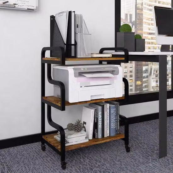Azomor® Tavolino mobile per stampante a 3 ripiani con rotelle, per l'ufficio e la casa, stabile e versatile