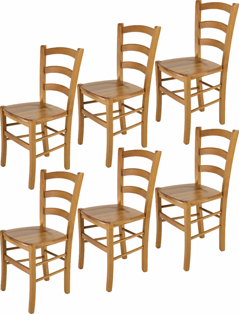 t m c s Tommychairs - Set di 6 sedie VENICE per cucina e sala da pranzo, struttura robusta in legno di faggio laccato color rovere e seduta in legno